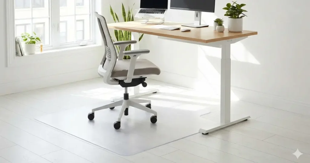 フットレストで足の位置を安定させ、在宅ワークの姿勢を改善するイメージ